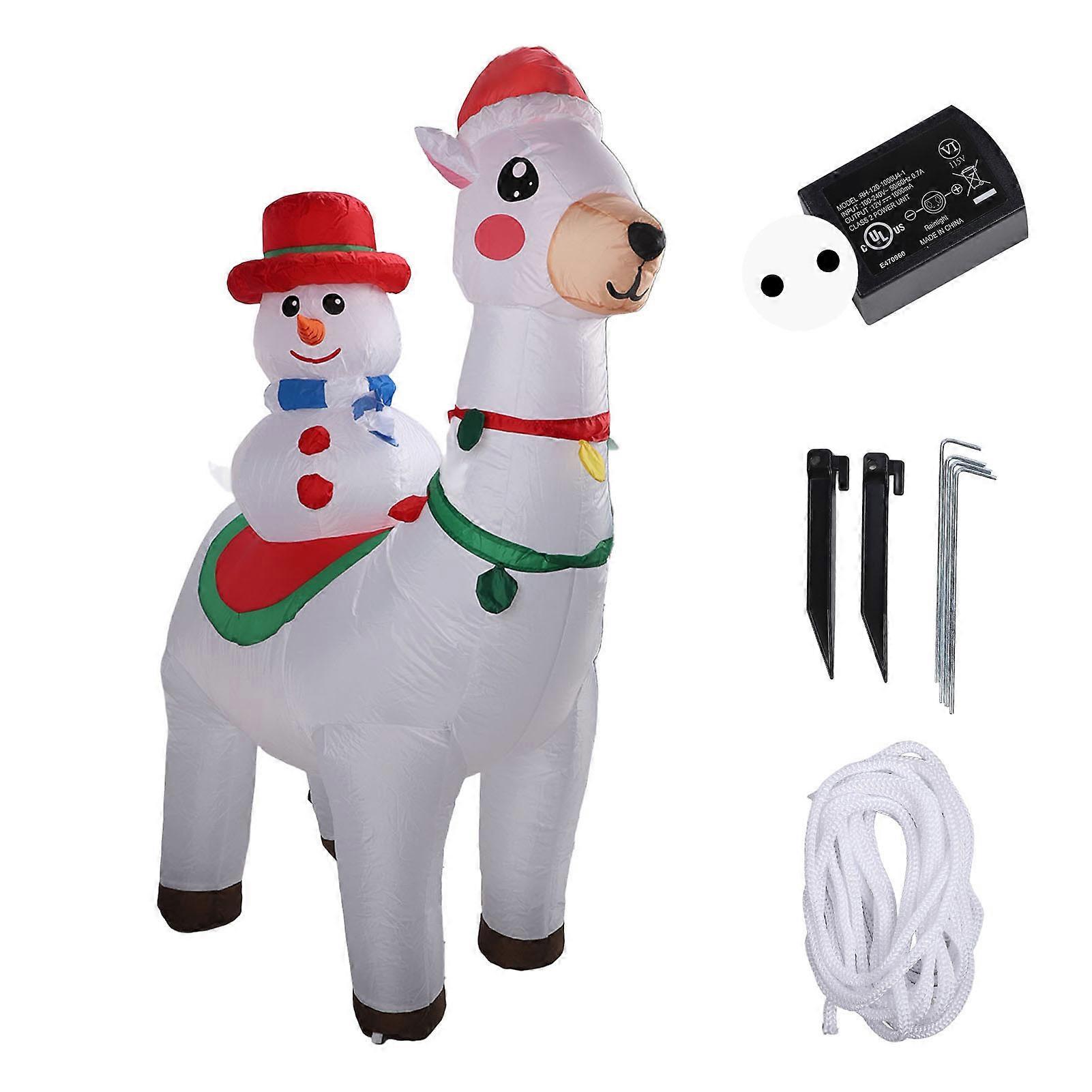 1.8m Christmas Inflatable Decoration Snowman Riding Alpaca LED Lighting Festive Garden Decoration EU Plug 220V