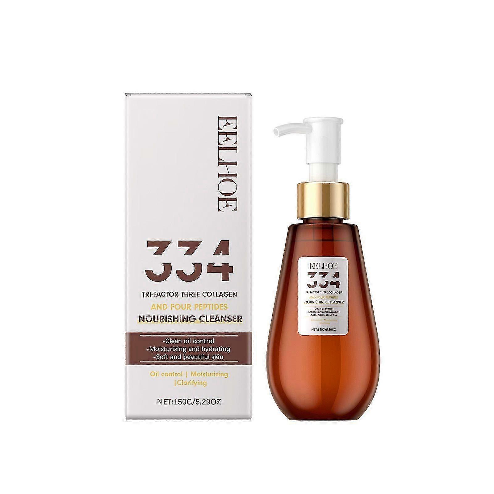 Three Collagen and Four Peptides Nourishing Cleanser, Nourishing Facial Cleanser, Moisturizing and Hydrating Face Wash, Deeply Cleanses Pores