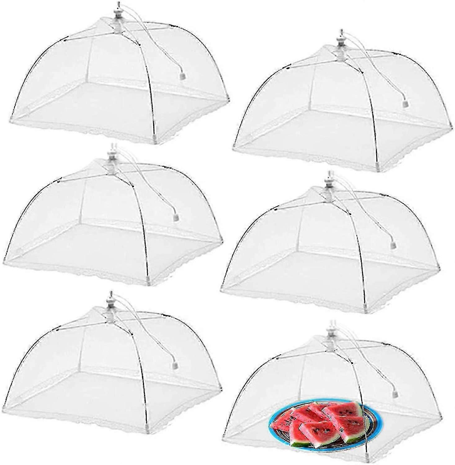 6 Pack Large And Tall Pop-up Mesh Food Covers Tent Umbrella For Outdoors, Screen Tents, Parties Picnics, Bbqs, Reusable And Collapsible