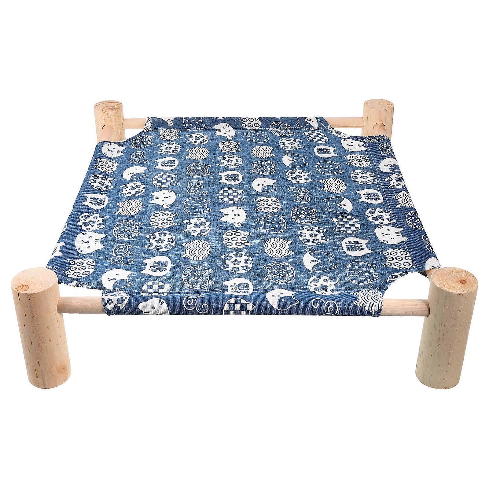 Puppy Sleeping Bed Cat Hammock Elevated Sleeping Pet Owners 51X45X13CM Wood Canvas 1Pack