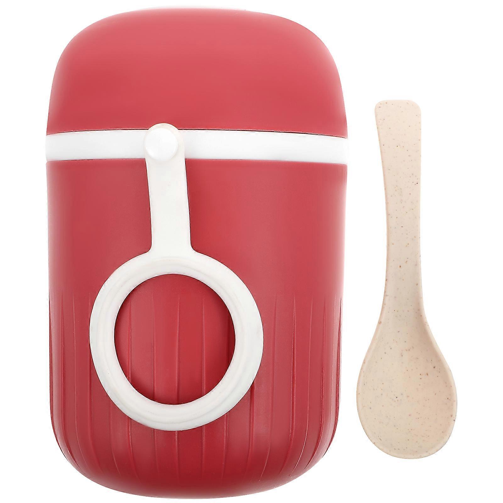 Portable Soup Cup with Lid Made of PP Material Red Color Perfect for Storage and Travel 0.5L