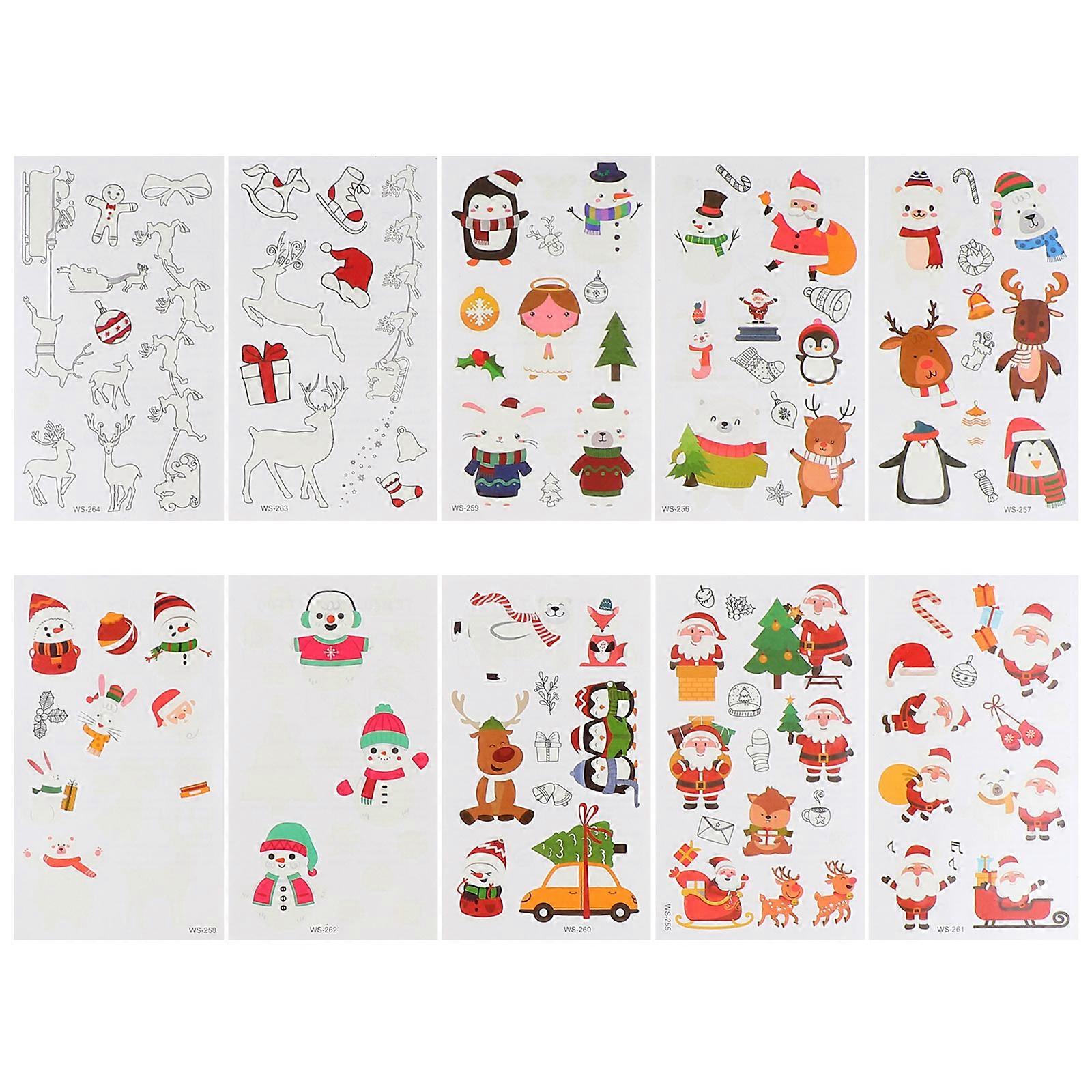 Assorted Holiday Stickers Mini Stickers Christmas Party Body Stickers Glow in the Dark 1 Set