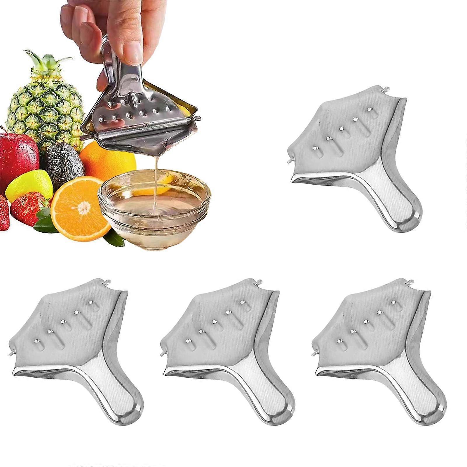 Stainless Steel Lemon Squeezer Set of 4 – Manual Citrus Juicer with Unique Design, Easy to Use, Durable Construction