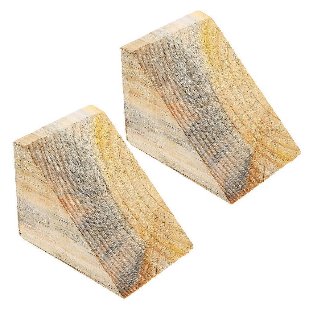 Automotive Wheel Chock Anti-Slip Vehicle Stability Prevent Rolling for Garage SUVs and RVs Wooden and Iron Triangular Shape 16.00X12.00X12.00cm 2Pack