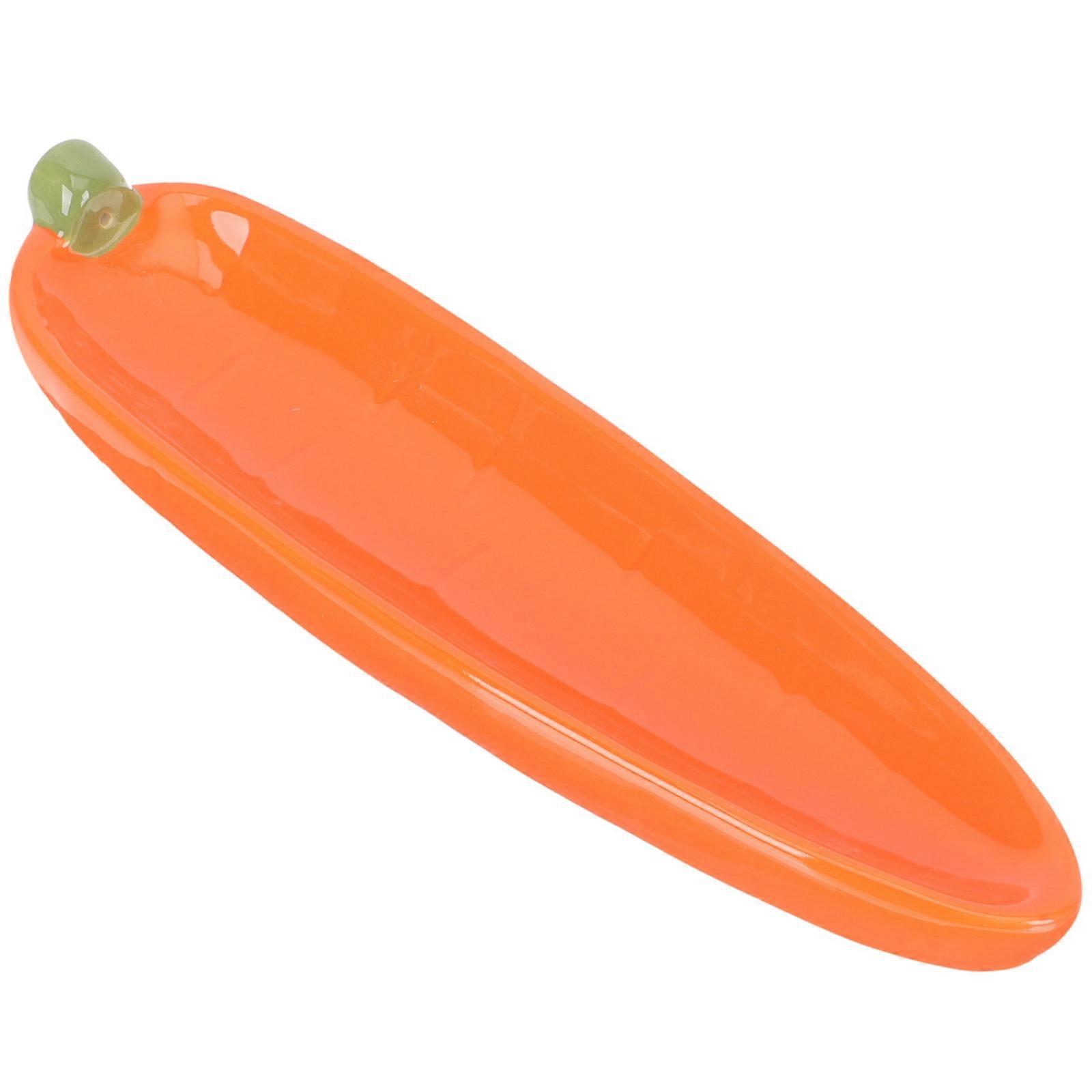 Ceramic Censer Tray Carrot Shaped Mood Calming Aromatherapy Ornament 22x6cm 1Pack