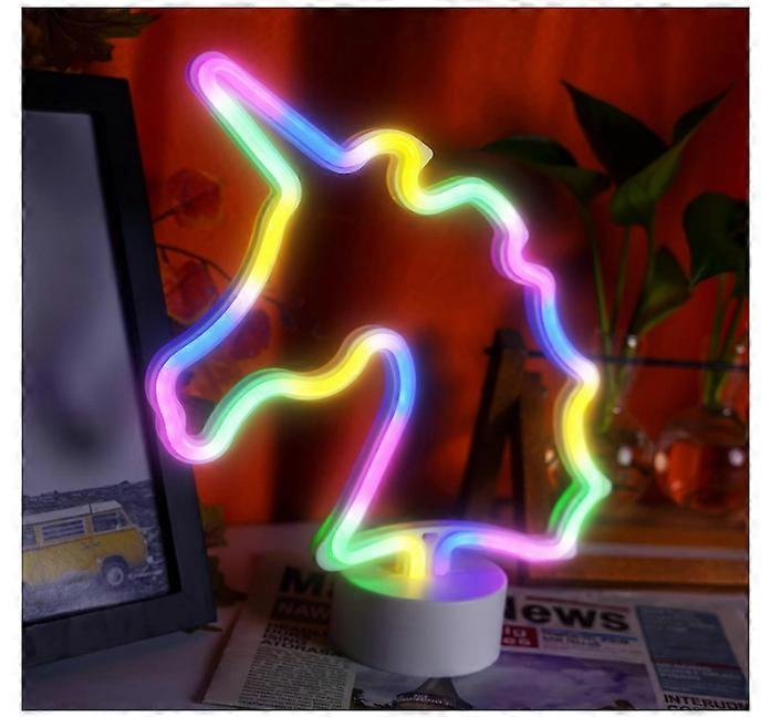 Colorful Unicorn LED Neon Sign Light Unicorn Motif Night Lamp Colorful Unicorn Neon Light with Base Table Wall Decoration Best Gift(White)