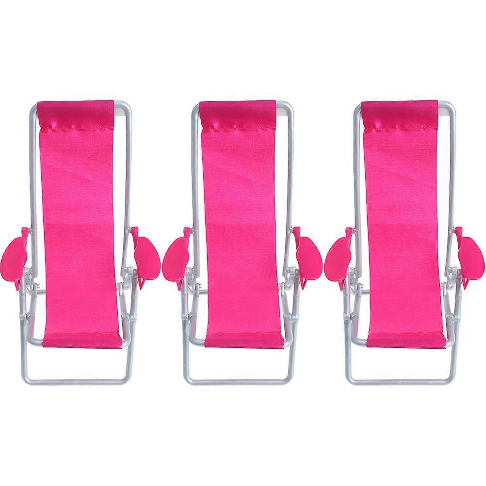 Mini Beach Chairs Crafts Mini Folding Beach Chair Beach Scene ABS Material Compact Shape 3Pcs