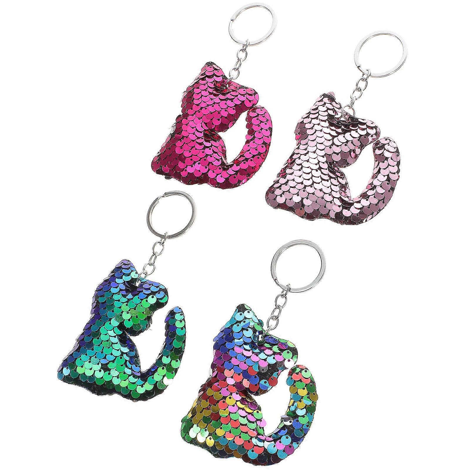 Sequin Keychains Adorable Shape Key Rings Everyday Use Assorted Color Plastic Material 12Pcs