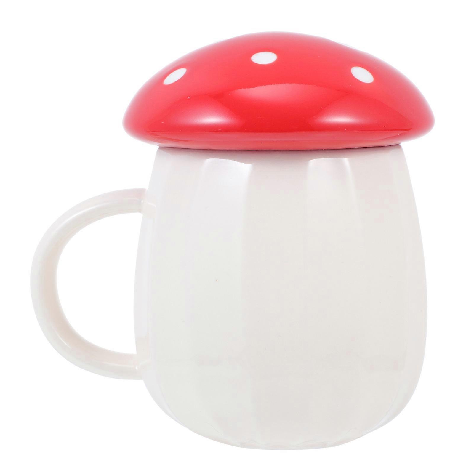 Porcelain Mug With Lid Mushroom Use Holding Milk 1Pack