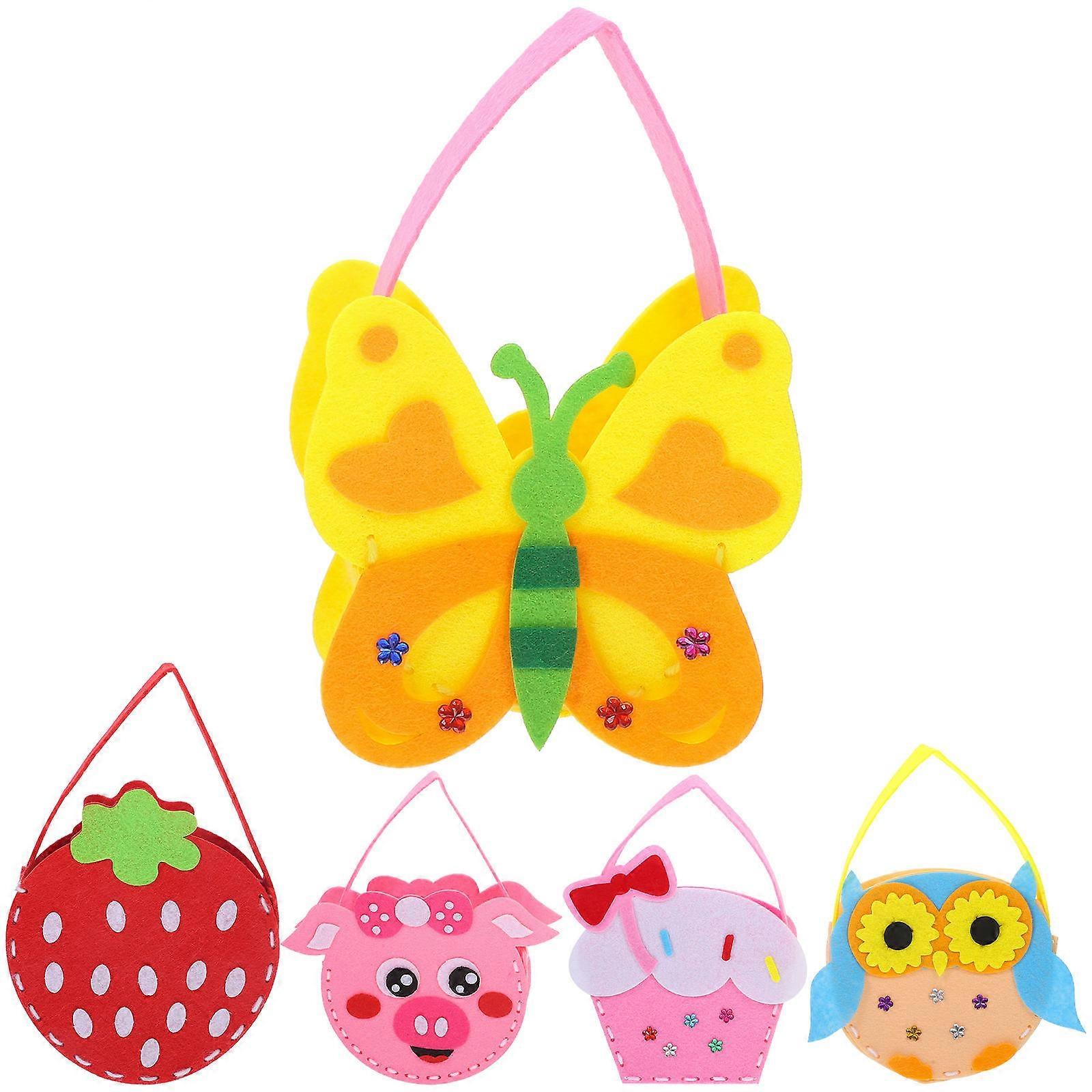 5 Sets DIY Handmade Non Woven Bag Kits for Sewing Crafts – Fun Activity to Boost Creativity and Family Bonding