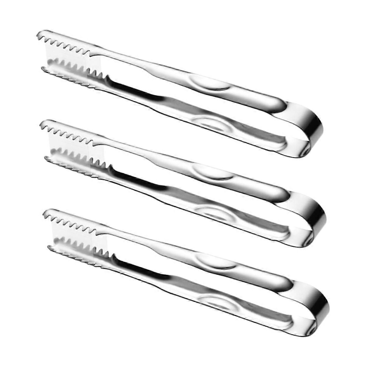 3 pieces ice tongs divided with teeth for ice cubes and finger food for parties weddings and daily use