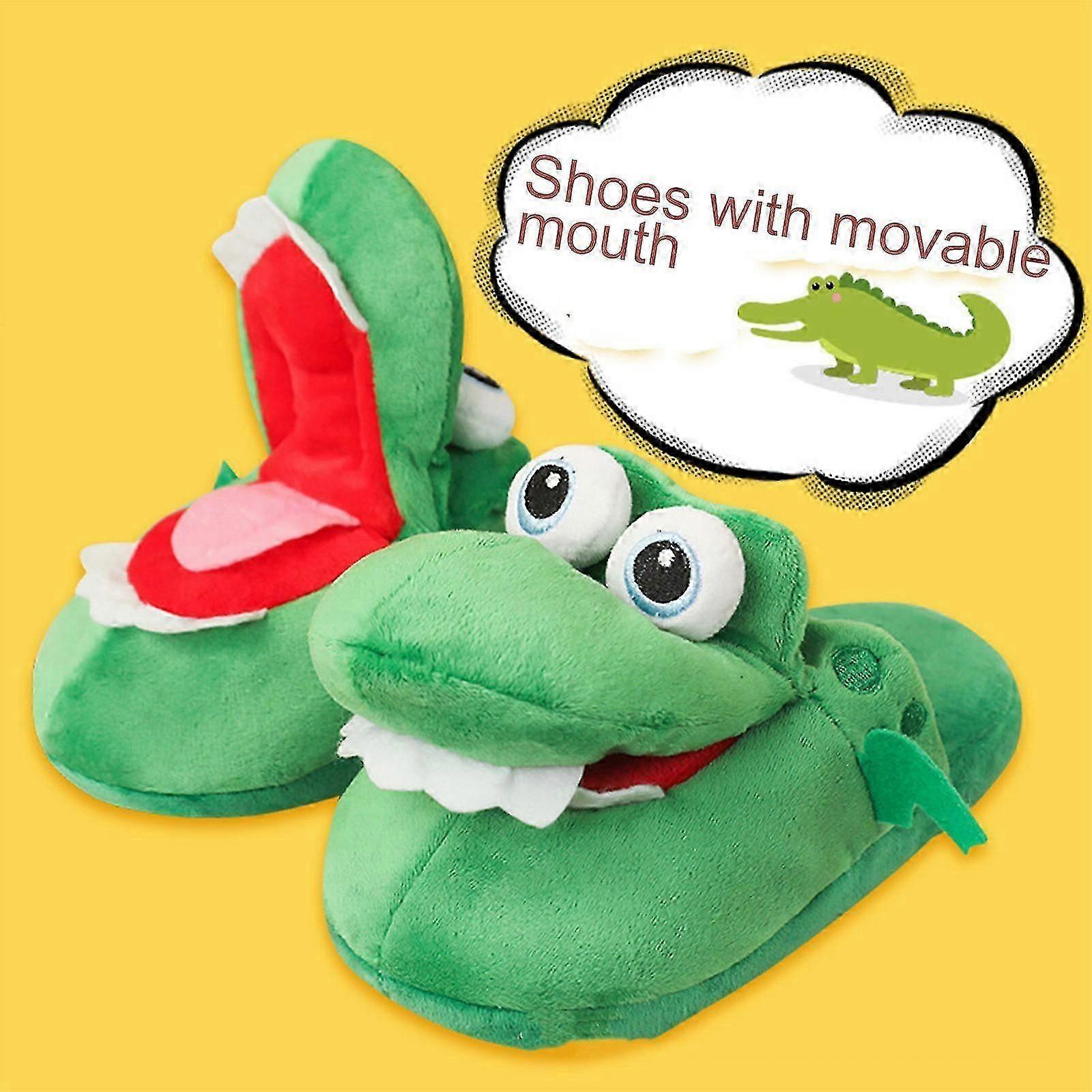 Crocodiles Plush Slippers With Open Mouth Cotton Slippers With A Moving Mouth-Yvan