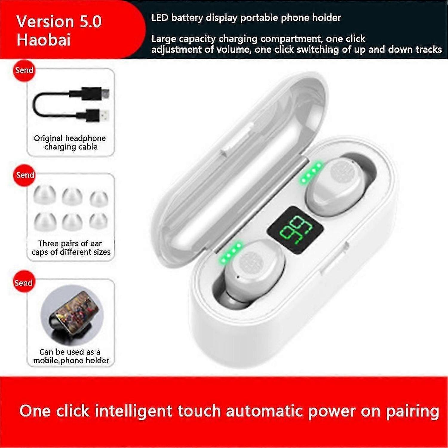 Bluetooth Earbuds Headset Wireless Noise Cancelling with Charging Case White