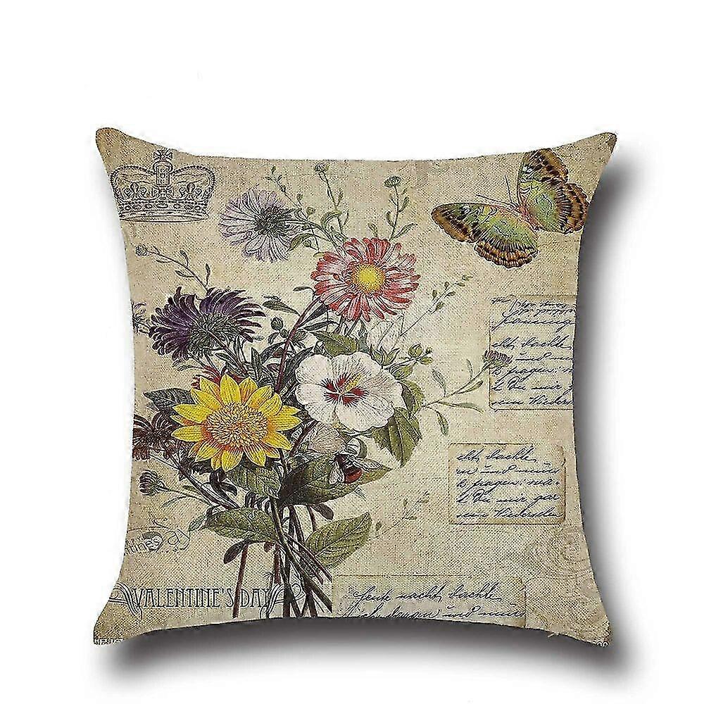 家の装飾、ソファ、車、正方形のデザイン、さまざまなスタイルに適したヴィンテージの花柄のクッションカバー