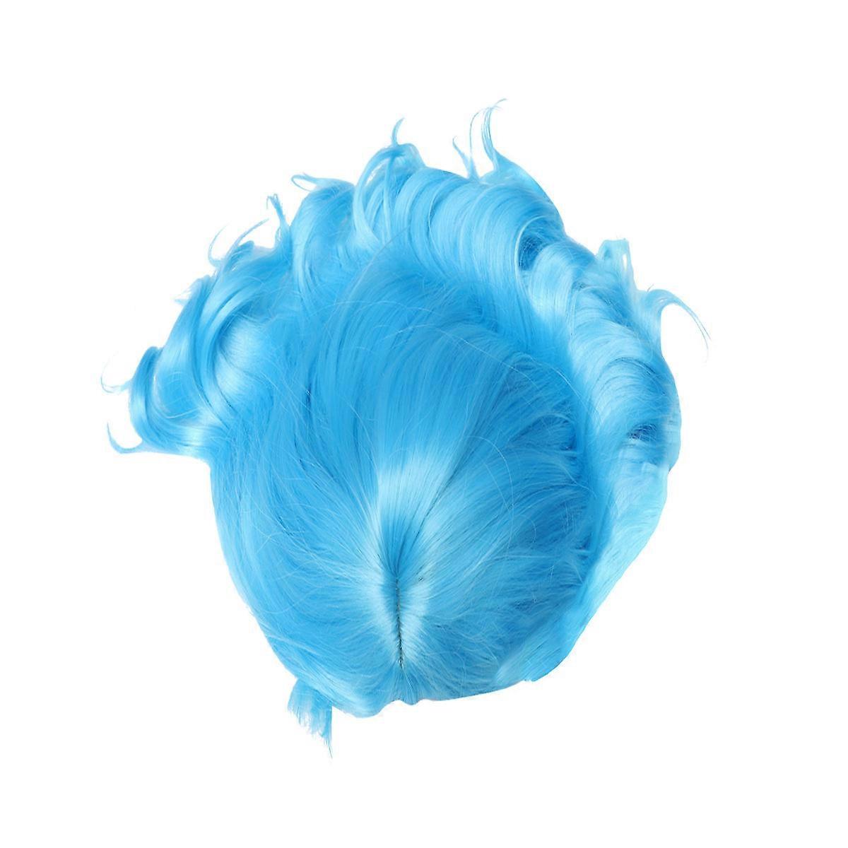 Short Cosplay Wig Costume Halloween Daily Use Blue Realistic Short Straight Hair with Front Lace Design 1Pack