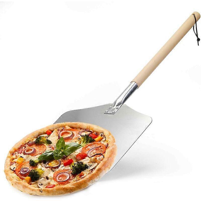 Aluminiowa skórka do pizzy, łopata do pizzy, z antypoślizgowym długim drewnianym uchwytem Piec do pizzy, zdejmowane aluminium