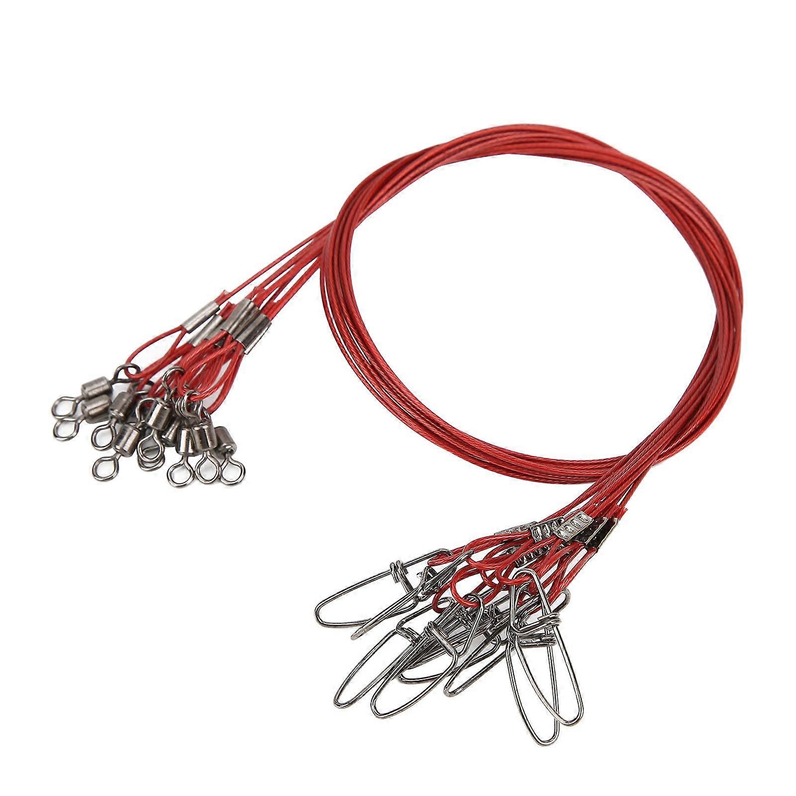 Fishing Wire Line 19.7 Inch Durable Anti Bite Steel Sea Leader Red for Saltwater Fishing