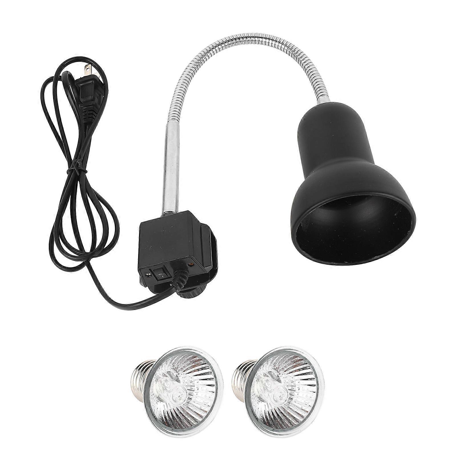 Reptile Heat Lamp 360 Degree Hose UVA UVB Reptile Light with 2 Bulbs for Lizard Snake Bearded Dragon US Plug 90‑120V