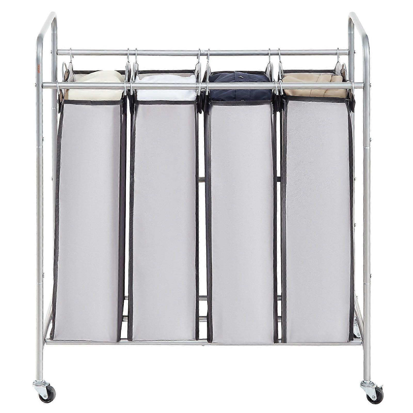 Laundry Sorter Cart 4 Section, Laundry Hamper ,  for Clothes Storage
