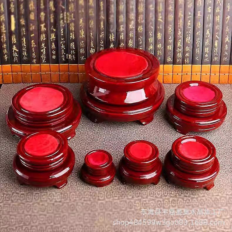 Rotating Wooden Crystal Ball Stand for 8-10cm Ball Double-Layer Bonsai Pedestal Holder Teapot Base Wood Stone Rack Sphere Stand Mini Table Figurine Or