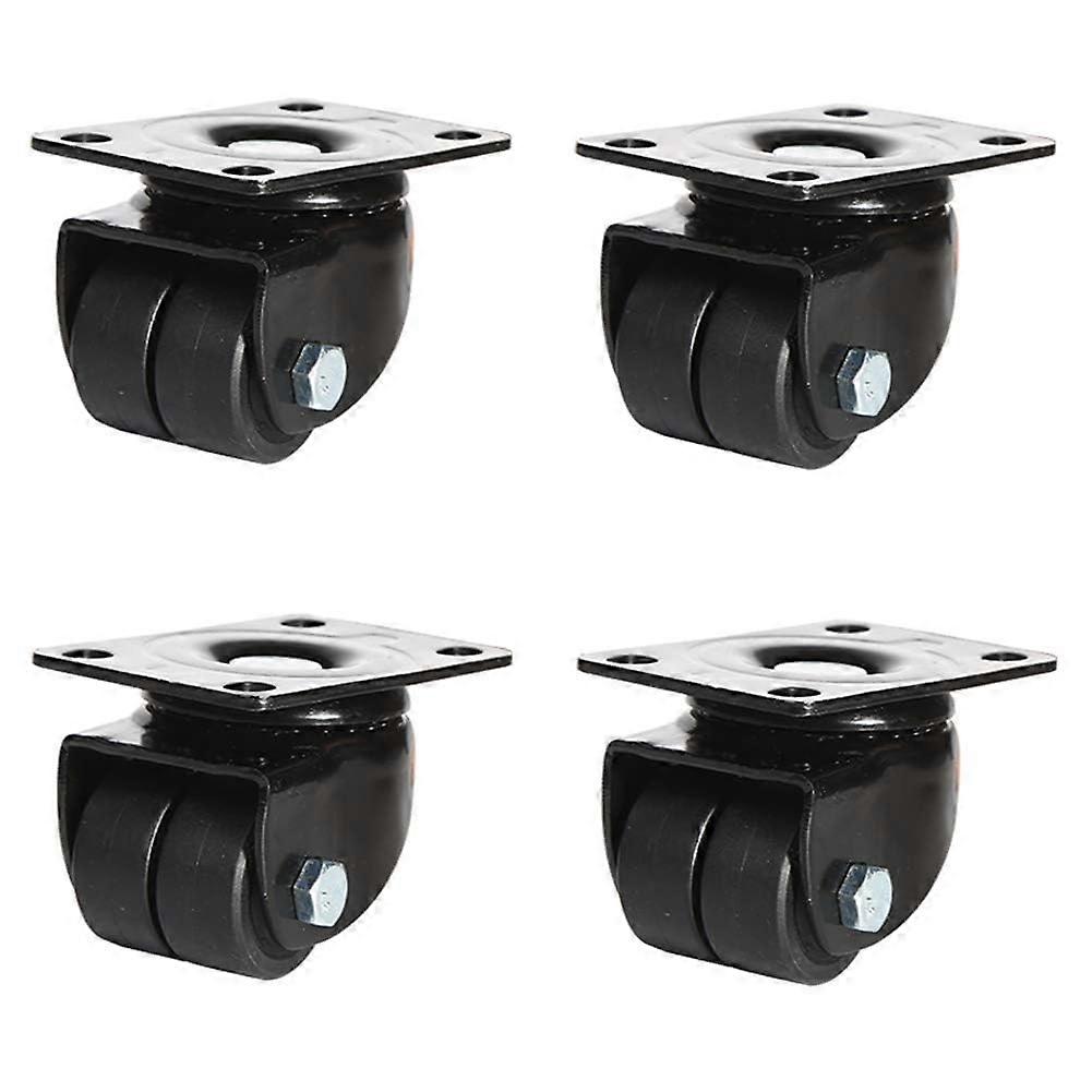 1.5/2/2.5/3 Inch Heavy Low-Profile Plate Transport Wheel Set Of 4, Black, Rotating Wizard Trolley Caster, 40 Mm Diameter