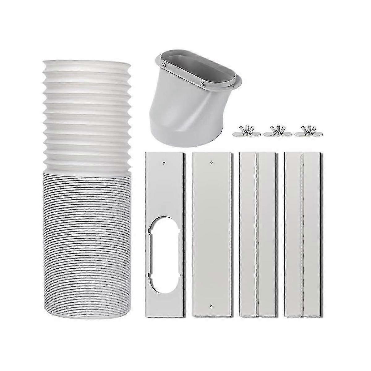 Portable Air Conditioner Window Vent Kit with 5.9In Exhaust Hose Seamless Adjustable Sliding Door A