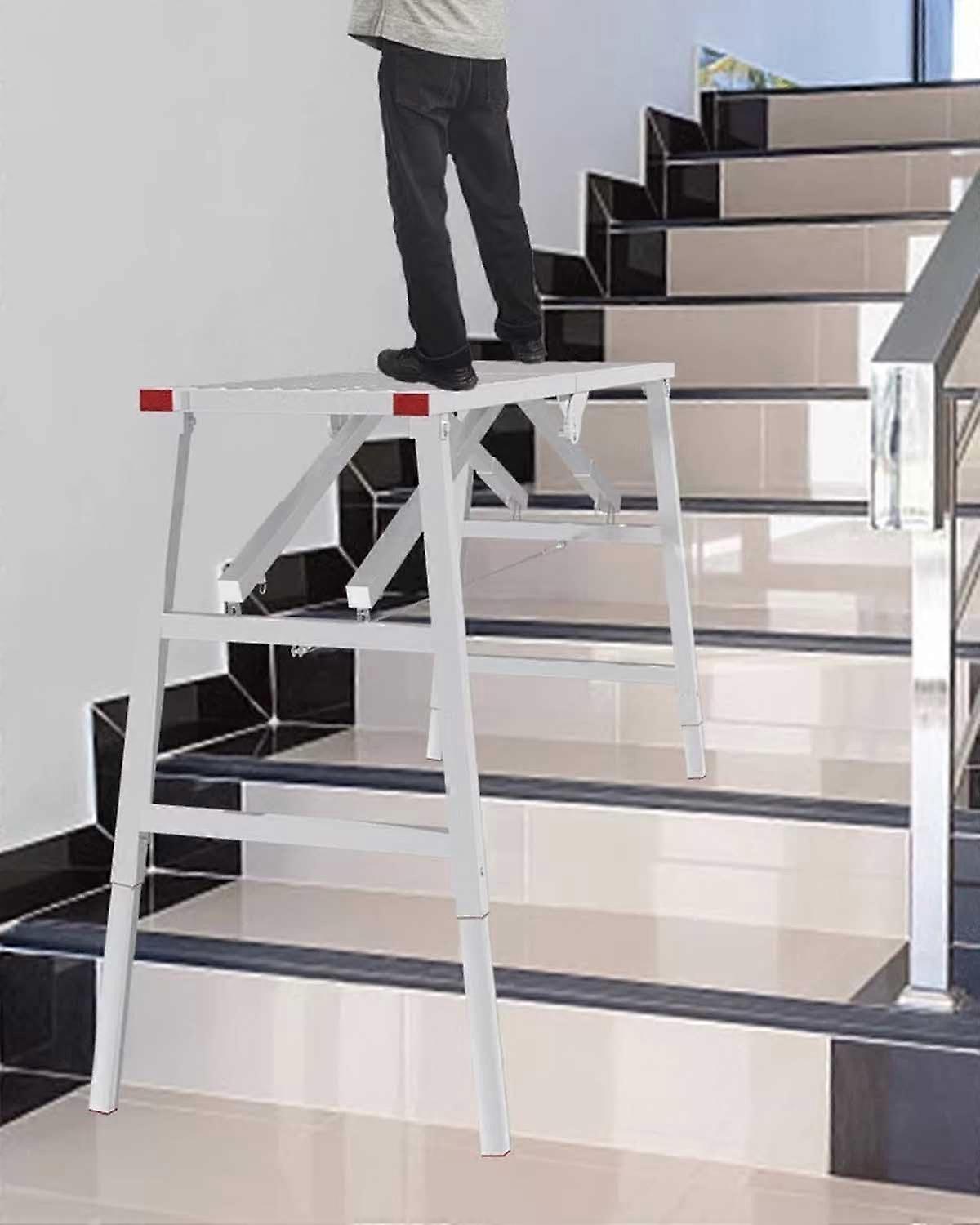 Adjustable Legs, Folding Work Platform for Uneven Floor, Sturdy Stair Equipment, 140 x 40 cm