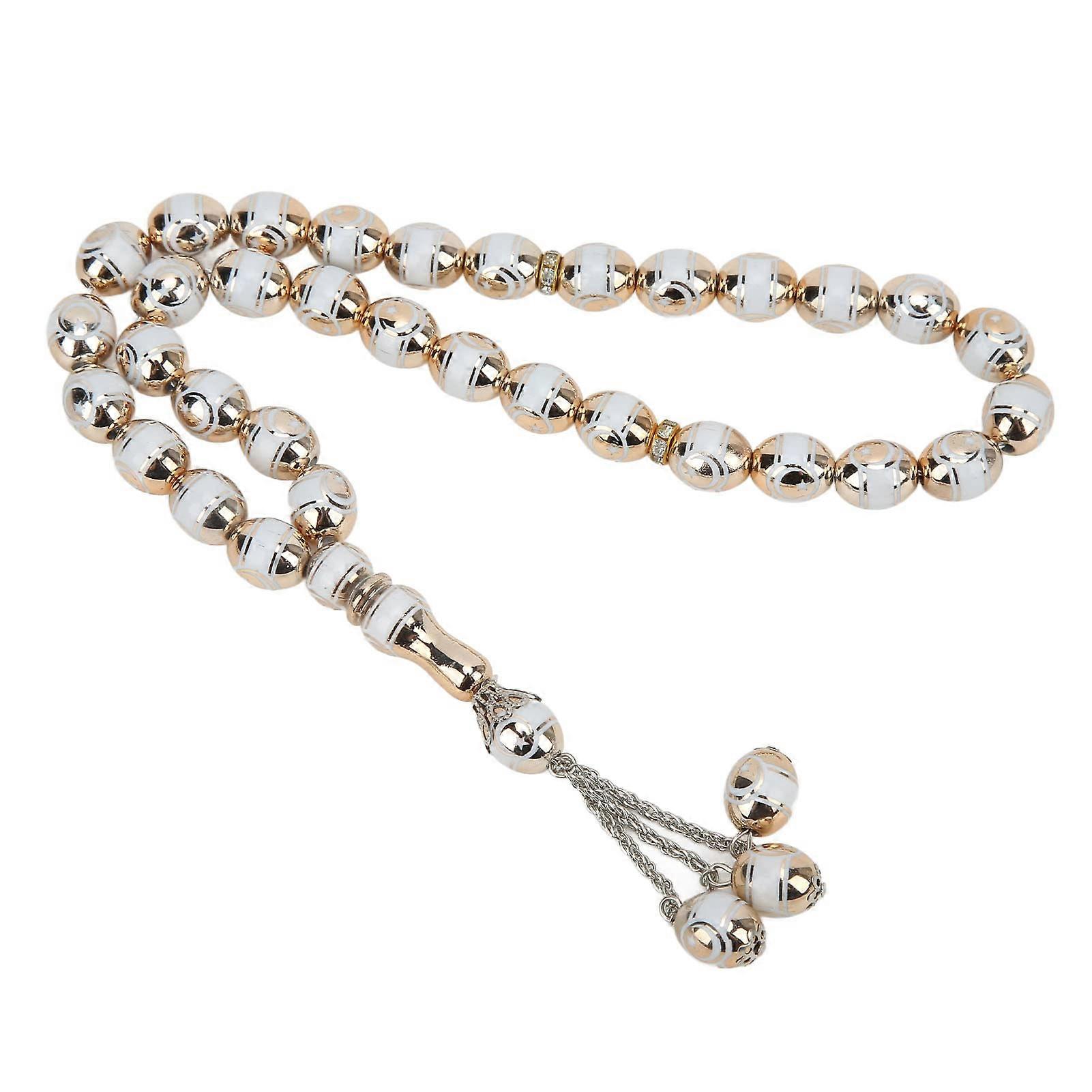 Prayer Beads Rosary Beads with Star Pattern, 33 Resin Prayer Beads for Daily Decoration, White, Beige, Lake, Blue, Green, Muslim Tasbih, Resin Metal