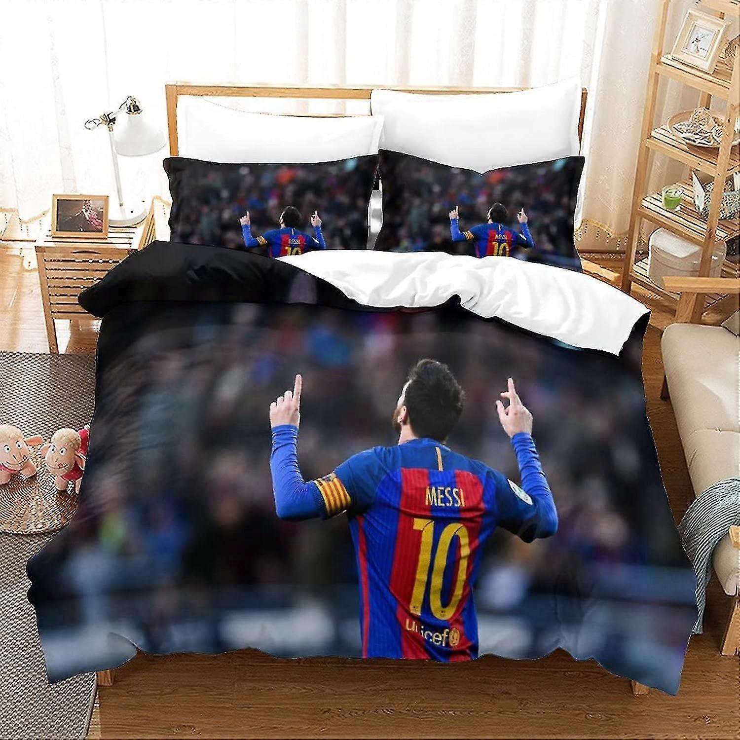 3 Pieces Bedding Set with Pillowcases and Zipper Duvet Cover Soft Microfiber Quilt Cover for Football Fans Double Size King
