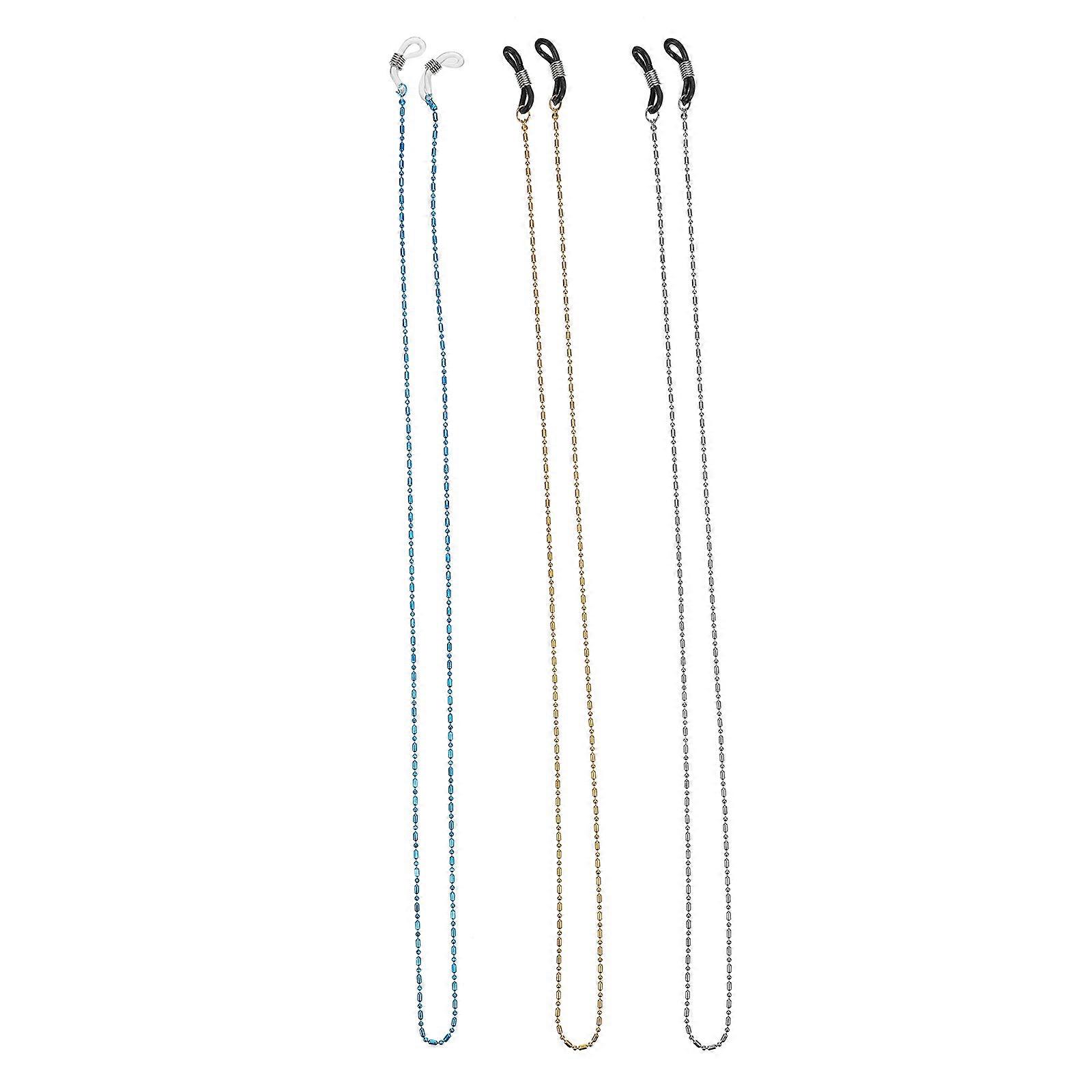 Glasses Chain Made of Durable Plastic and Aluminum Alloy in Assorted Colors for Decoration 3Pcs