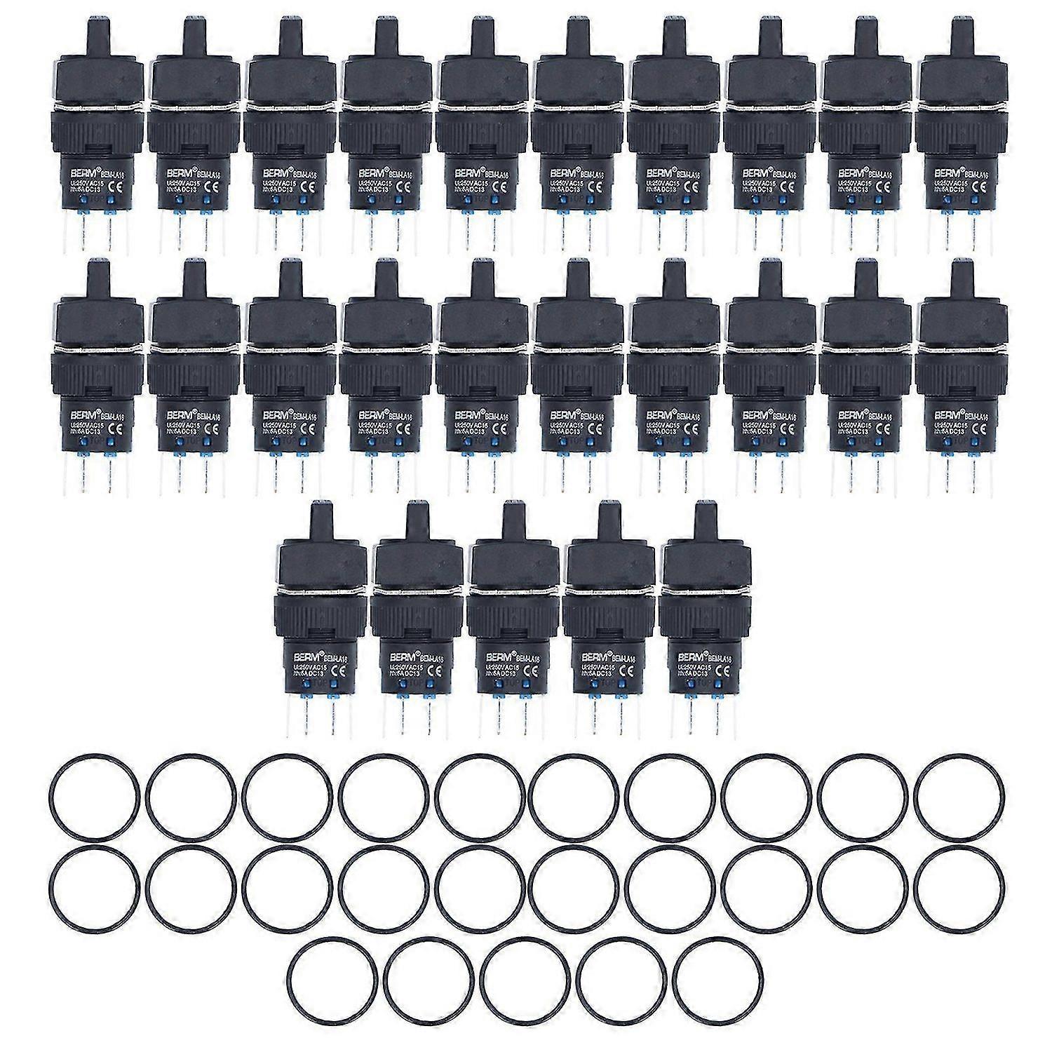 25 Pcs Changeover Switch BEMLA1622XD/31F 3 Positions Selector Switch with Knob 24V for Electrical Equipment(Red )