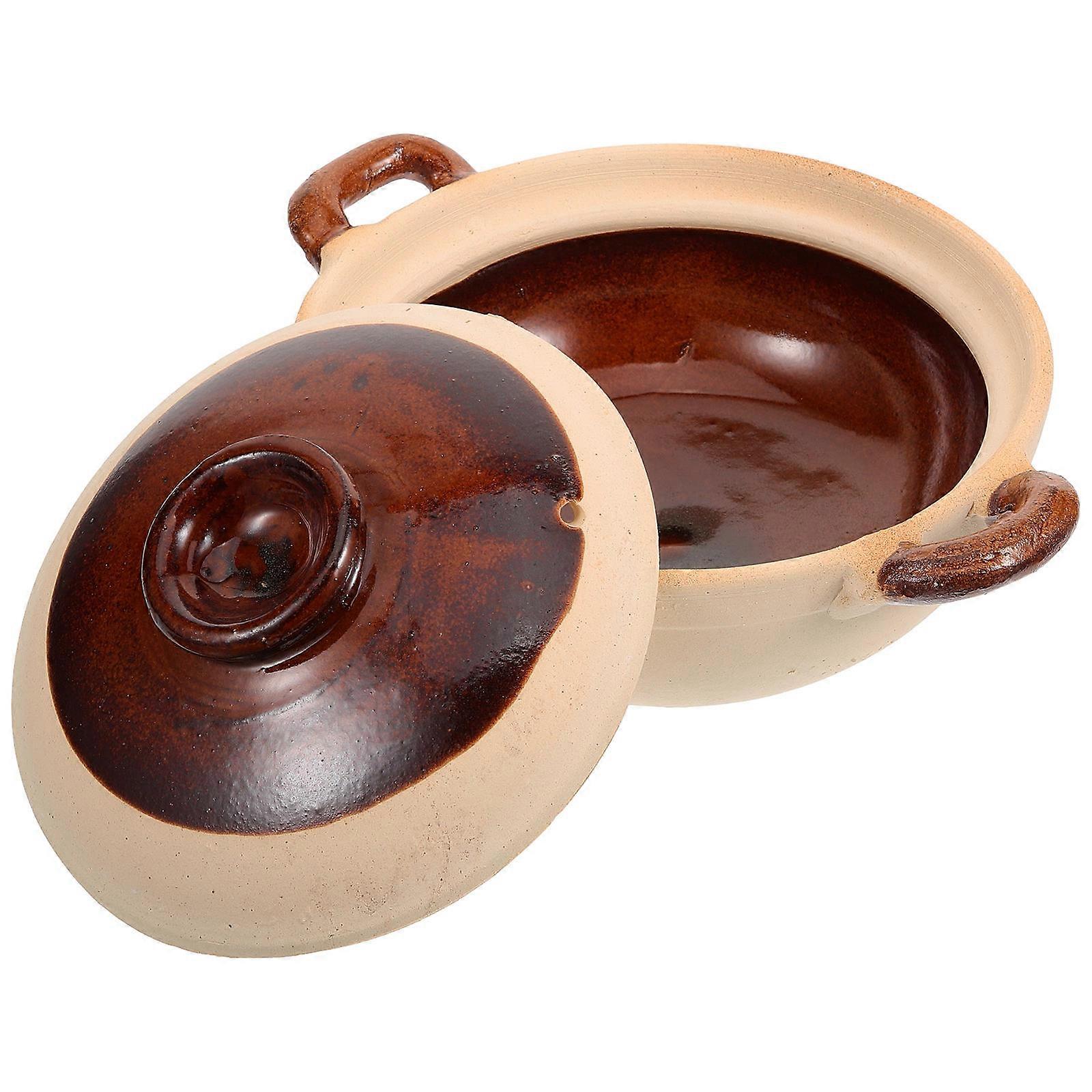 Clay Cooking Pot Double Handle Non Stick Casserole Stew Pot for Braising Soup Chicken Porridge Family Food Gatherings