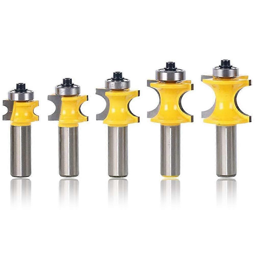 5Piece Wheel Router Bit Set: Bullnose Cutter, 8mm End Mill Flush Trim Bit, Round Cutter Router Bit for DIY CNC Engraving, Trimming, and Woodworking.