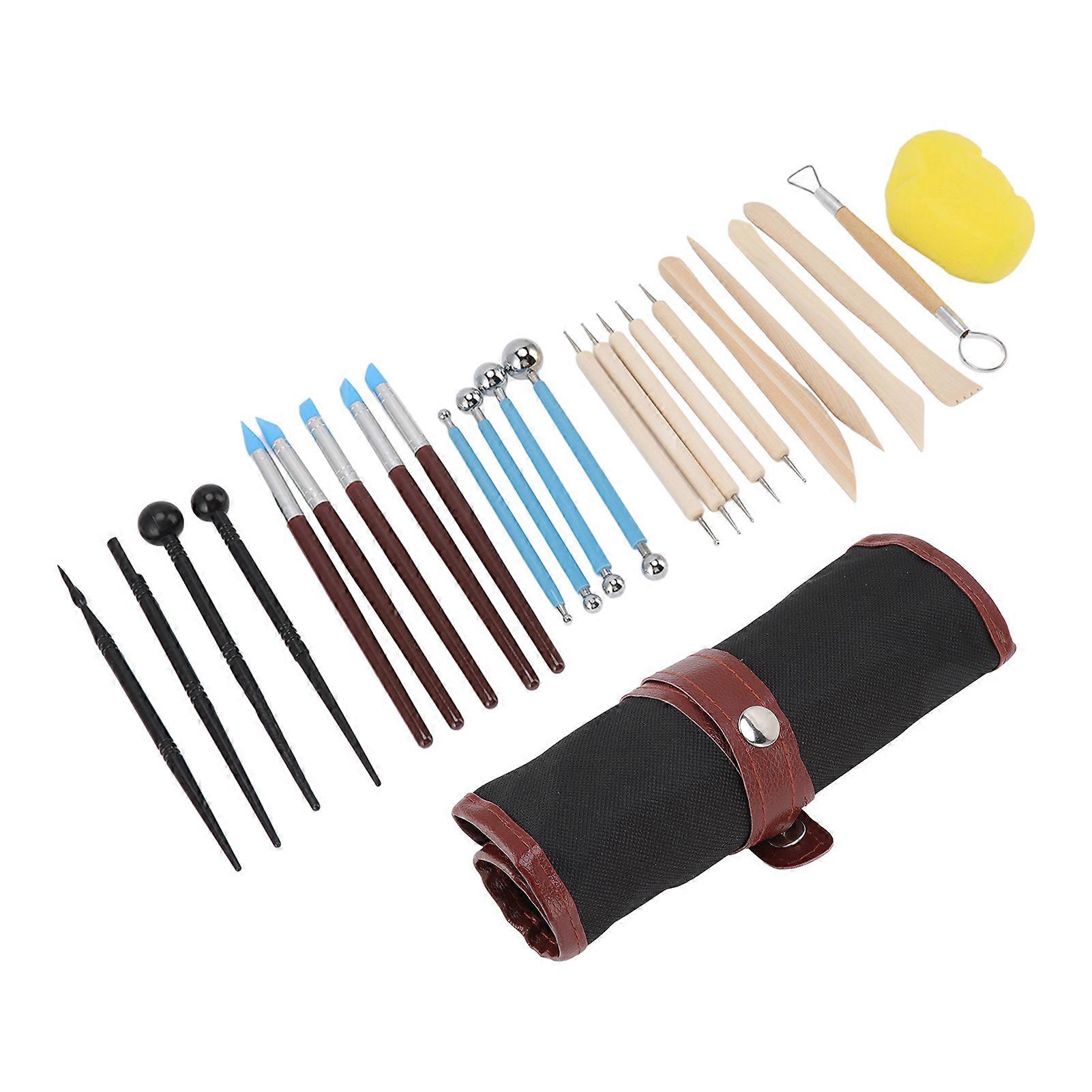 24Pcs Ceramic Carving Tools Complete Pottery Tools with Storage Bag for Beginners Professionals