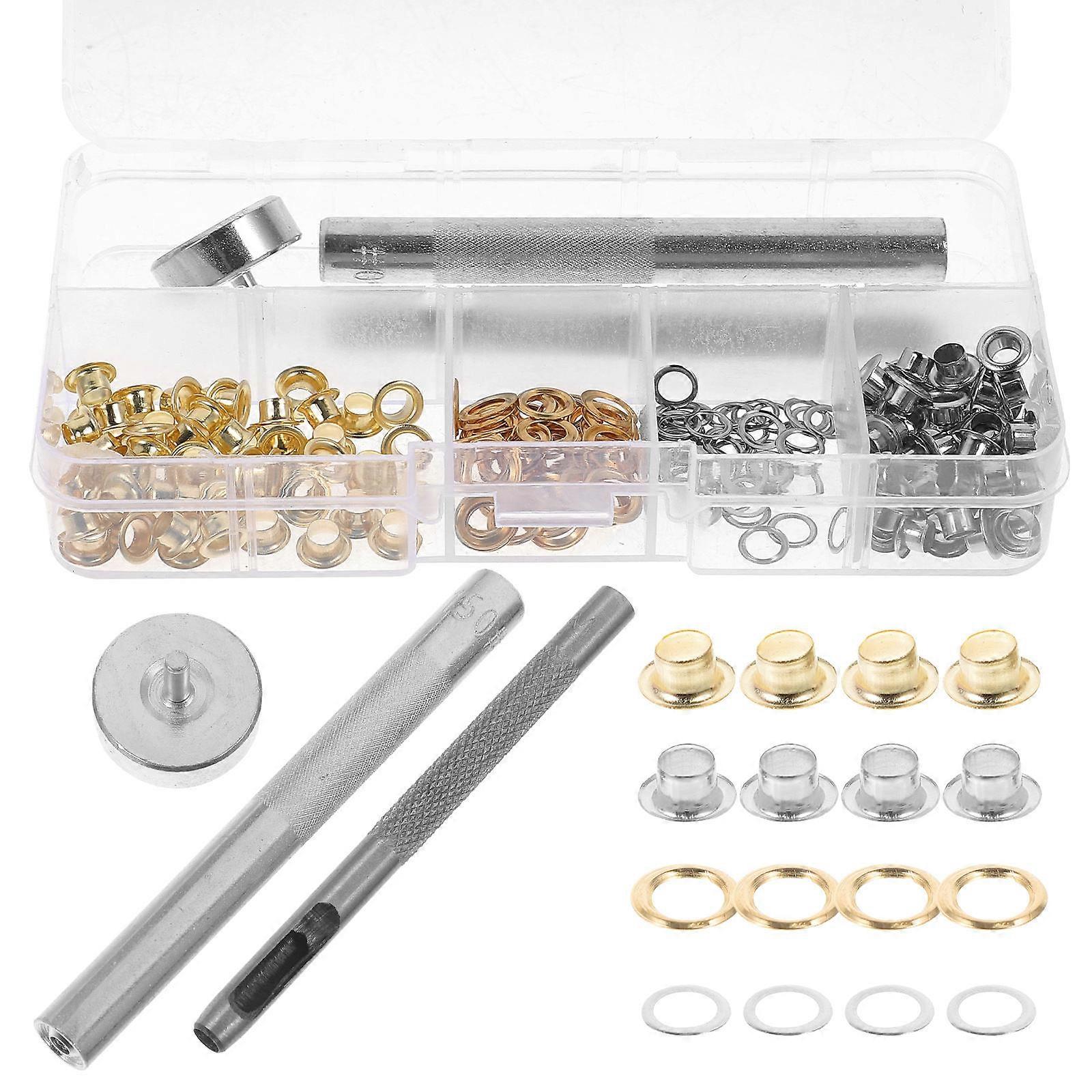 Eyelets Set Grommets and Eyelets Kit For Handymen Heavy Duty Fastening Silver 0.3×0.3×0.2in 1 Set