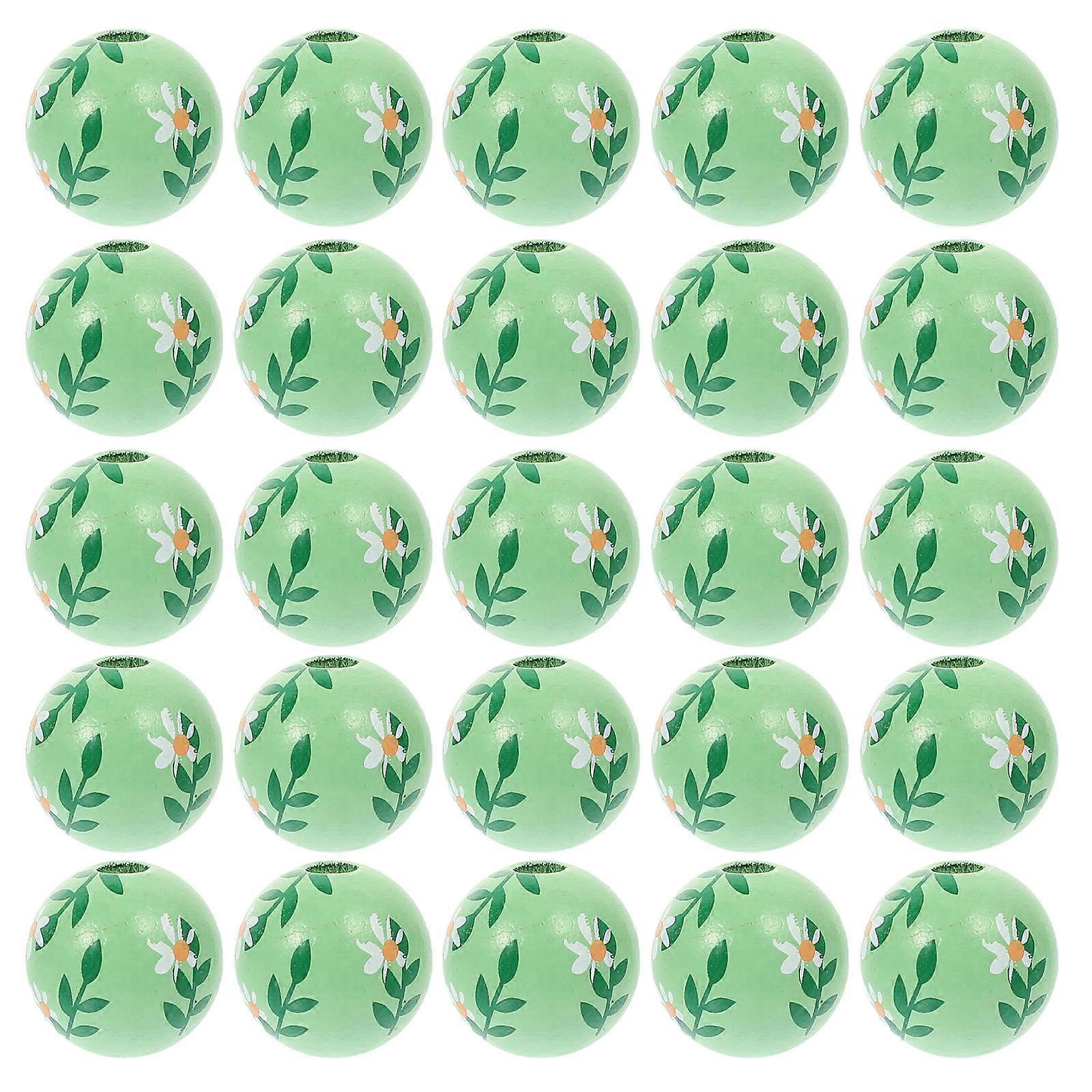 DIY Bracelets Wooden Beads Garland For present Giving 1.6X1.6cm Green Round Craft Beads With Holes 30Pcs
