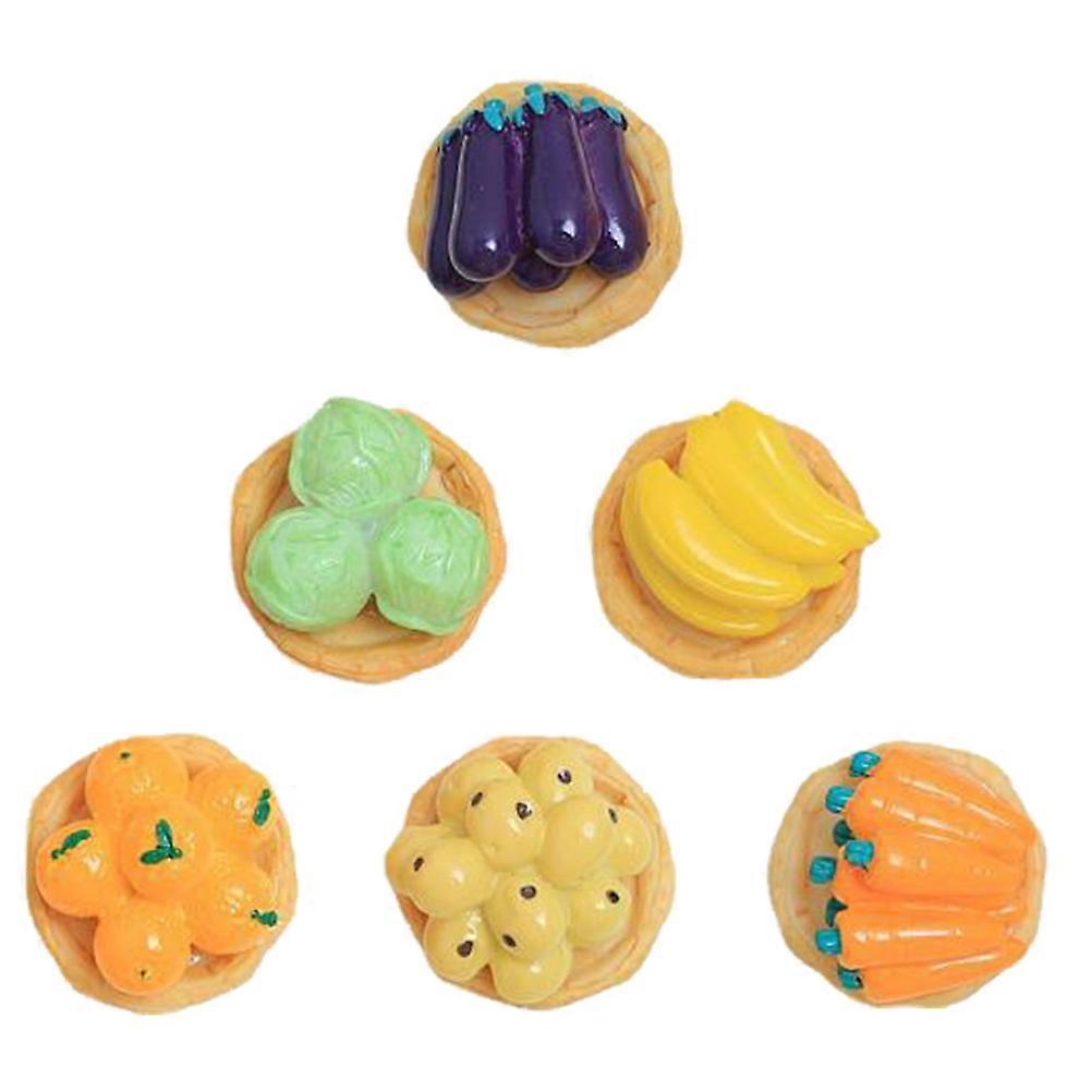 Simulation Mini Food Basket Model for Decor 6Pcs Realistic Resin Craft