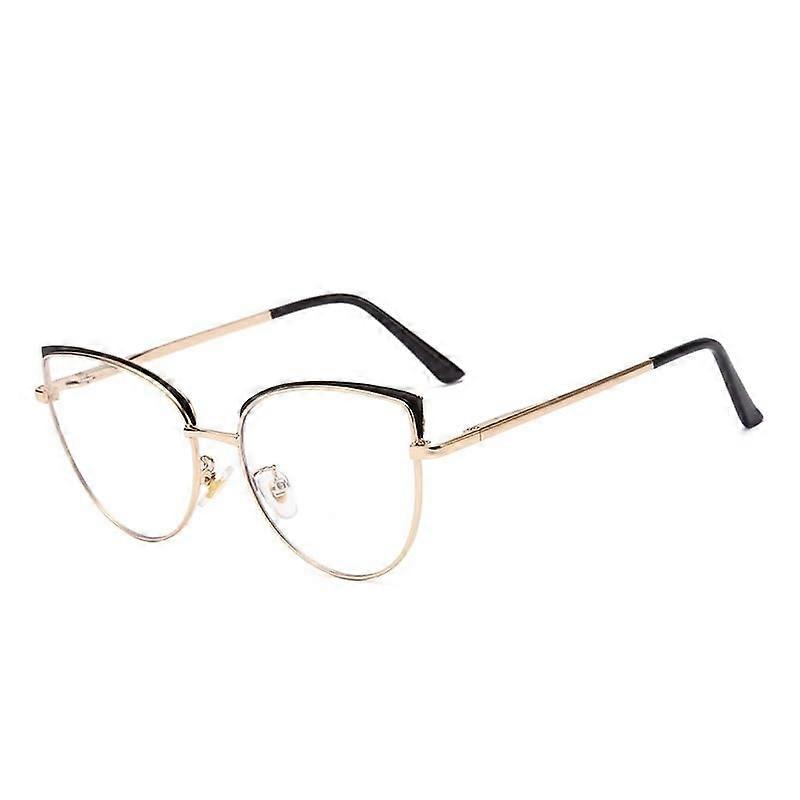 Fashionable CatEye Computer Reading Glasses, Blue Light Blocking, 150 BlackGold
