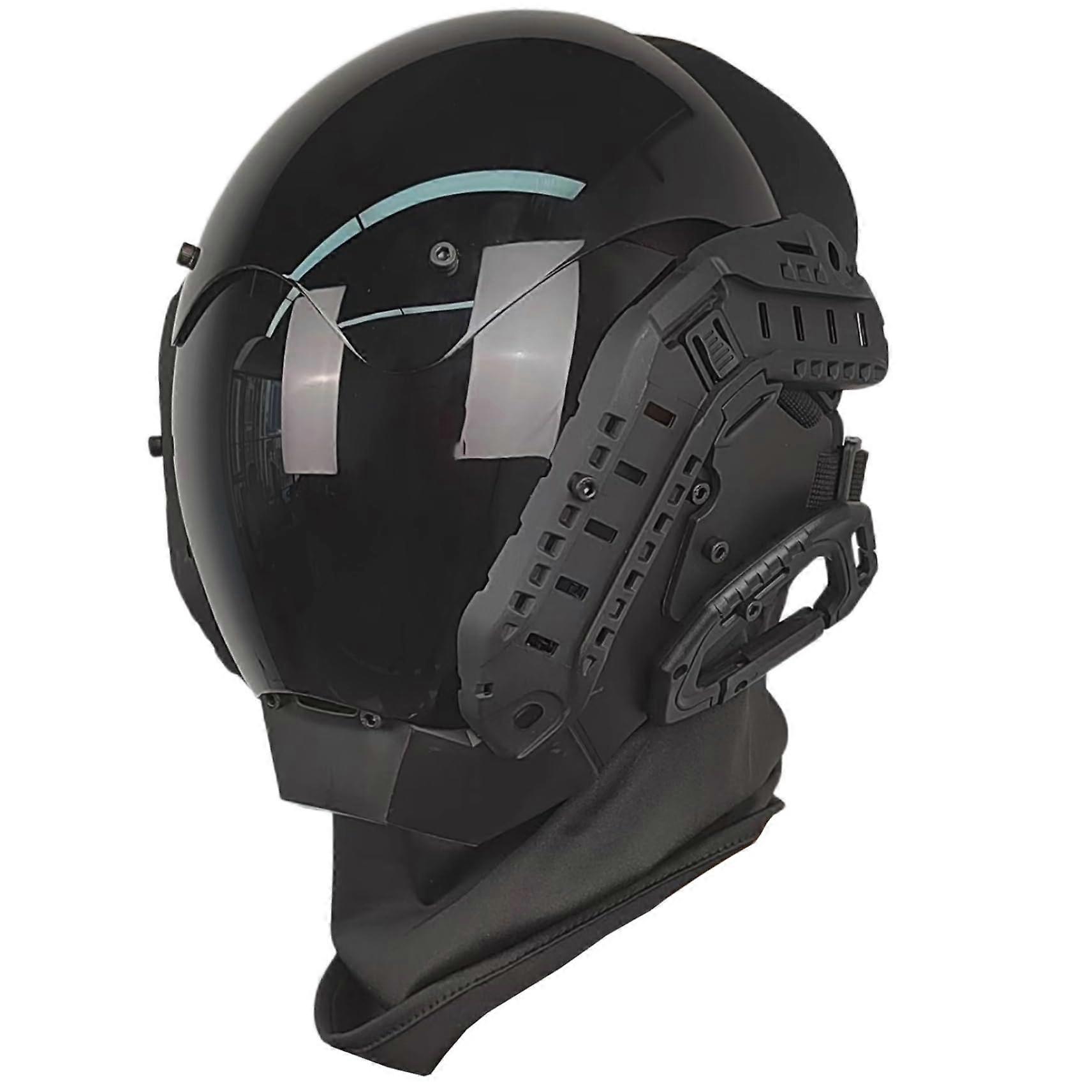 Cyberpunk Mask with Guide Rail Futuristic Mask PC Decorative Punk Mask with Face Mask Cyber Mask for Cosplay Party Halloween Music Festival