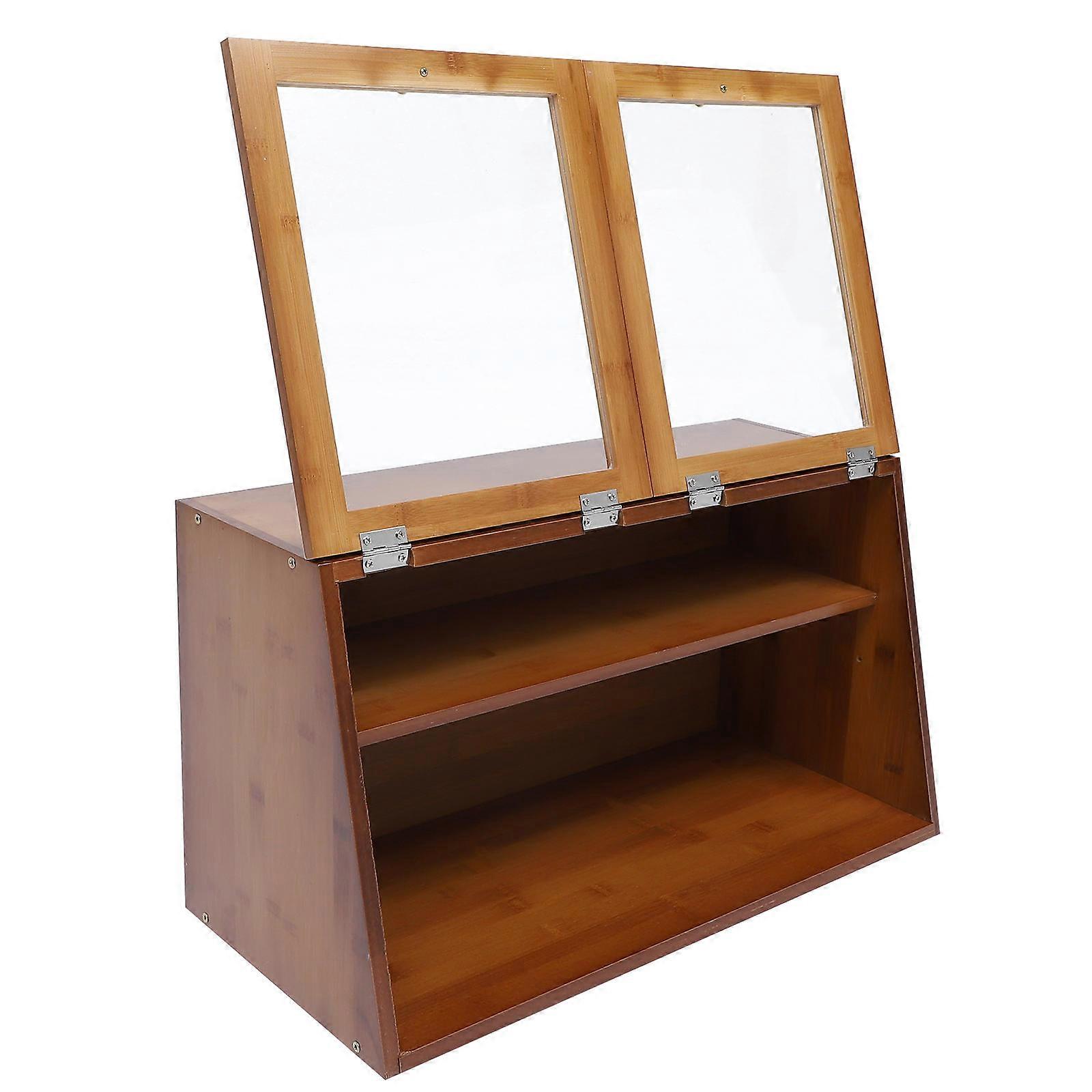 Mini Countertop Cabinet for Homeowners Wood Color 59.6X33.5X29CM Bamboo Material Display 1 Set
