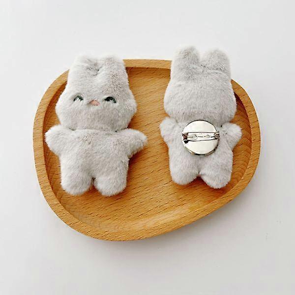 e Cartoon Plush Fabric Brooch e Bag Clothes Sock Badge Pins Gray