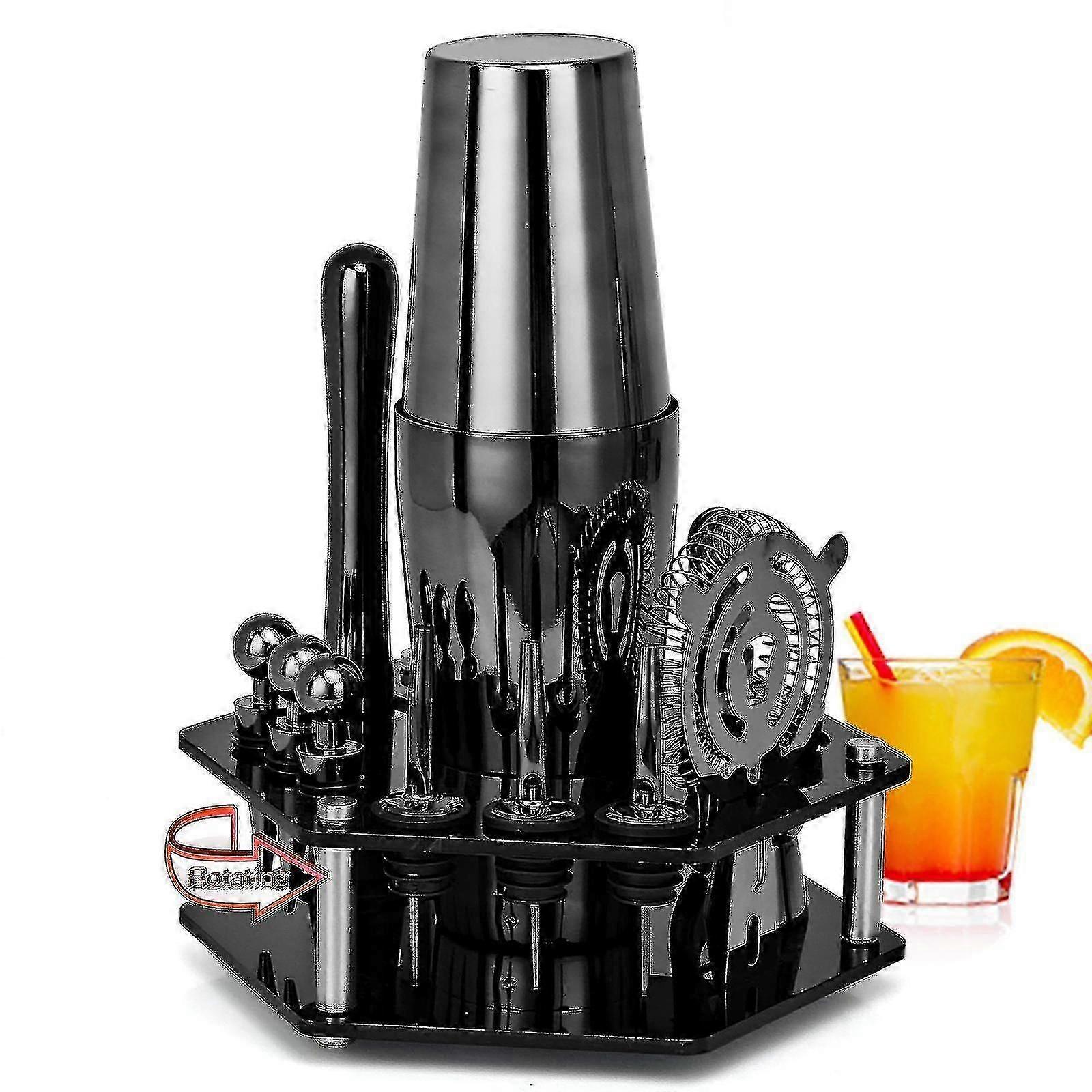 Stainless Steel Bartender Cocktail Bartending Tools 14 Pieces Acrylic Swivel Set
