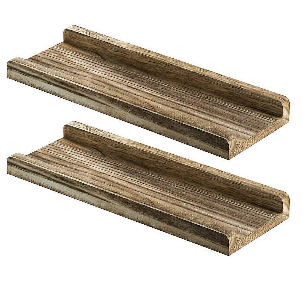 Brown Wall Mounted Storage Shelf Made of Synthetic Material for Bathroom or Home Storage 2Pcs