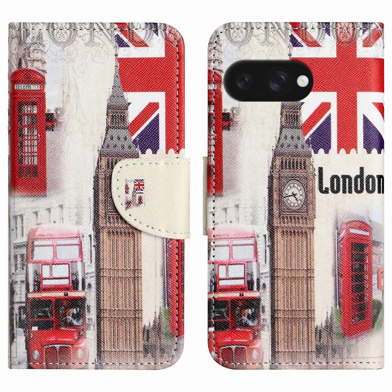 For Google Pixel 9a Leather Case Pattern Printing Cross Texture Phone Cover