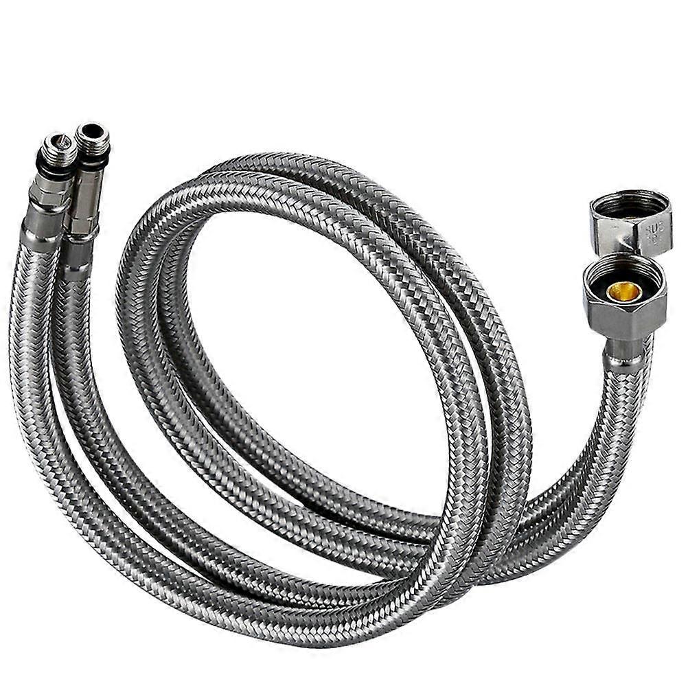 2Pcs Stainless Steel Water Inlet Hose for Washing Machine with Silver Color 80cm