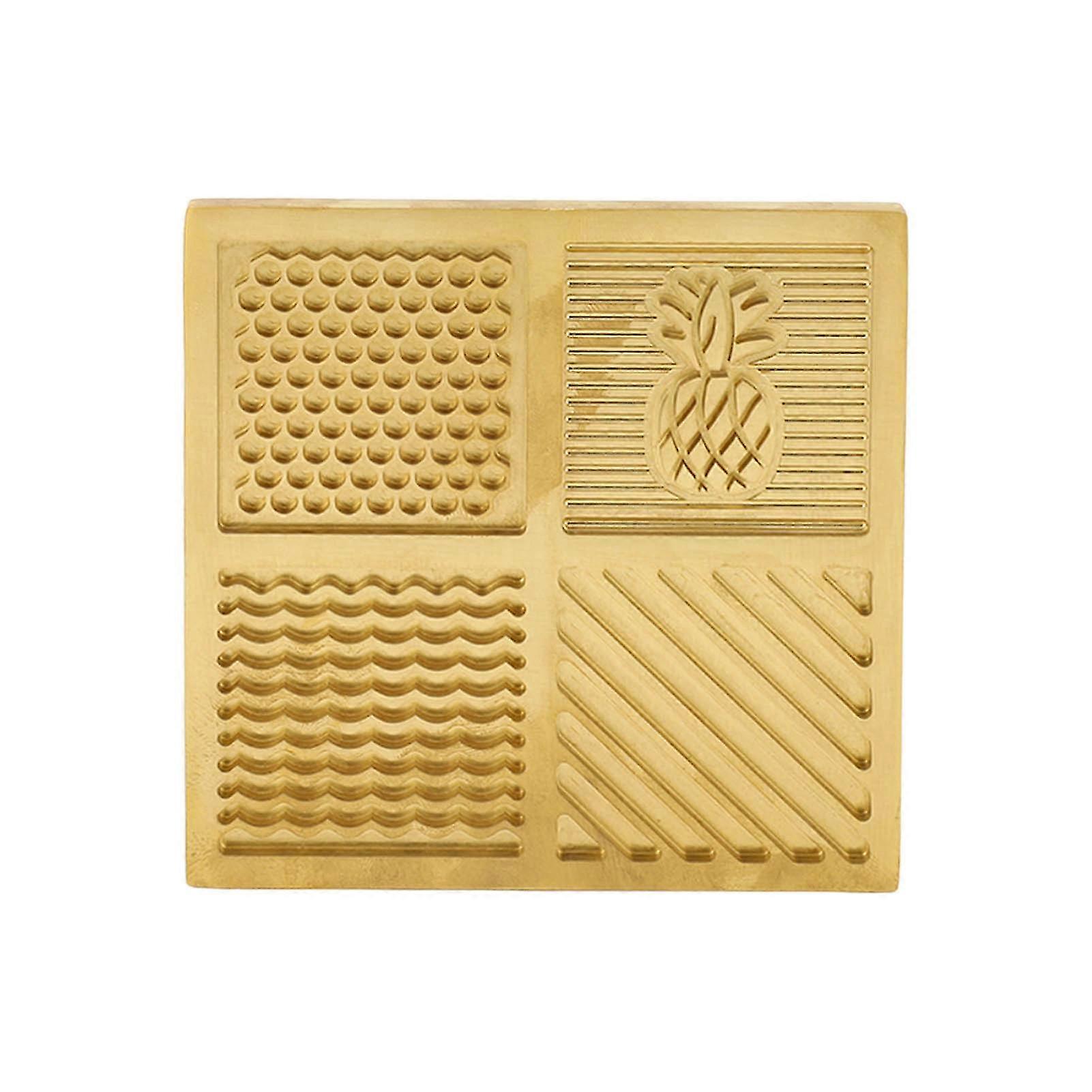2025 Ice Cube Stamp 4 Patterns Thickened Brass Rust Prevention Ice Stamping Tray for Bar Home