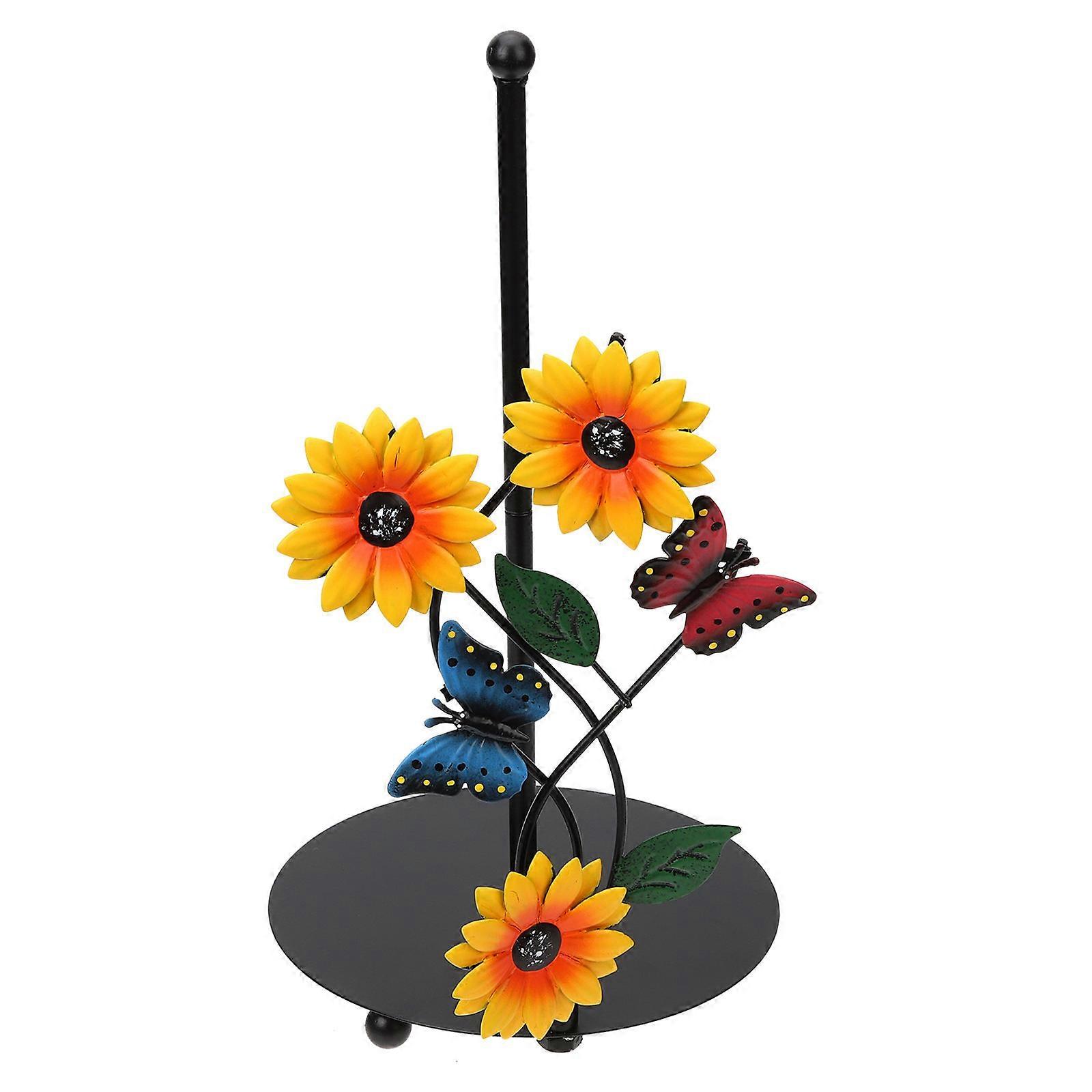 Sunflower Paper Towel Holder Stand for Desktop Decorative Use with 1 Roll Capacity