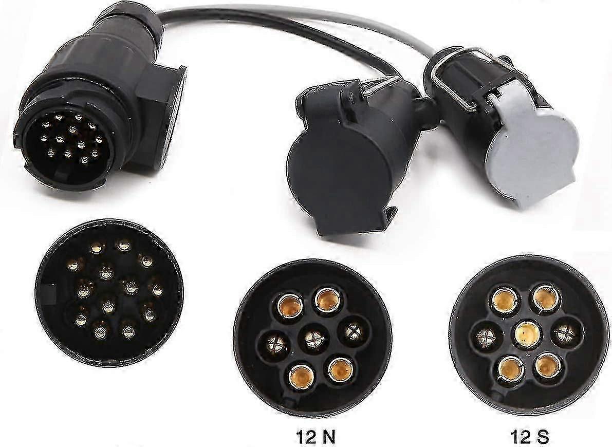 13-pin Caravan Trailer Towbar Plug Adapter To 7-pin 12n And 12s