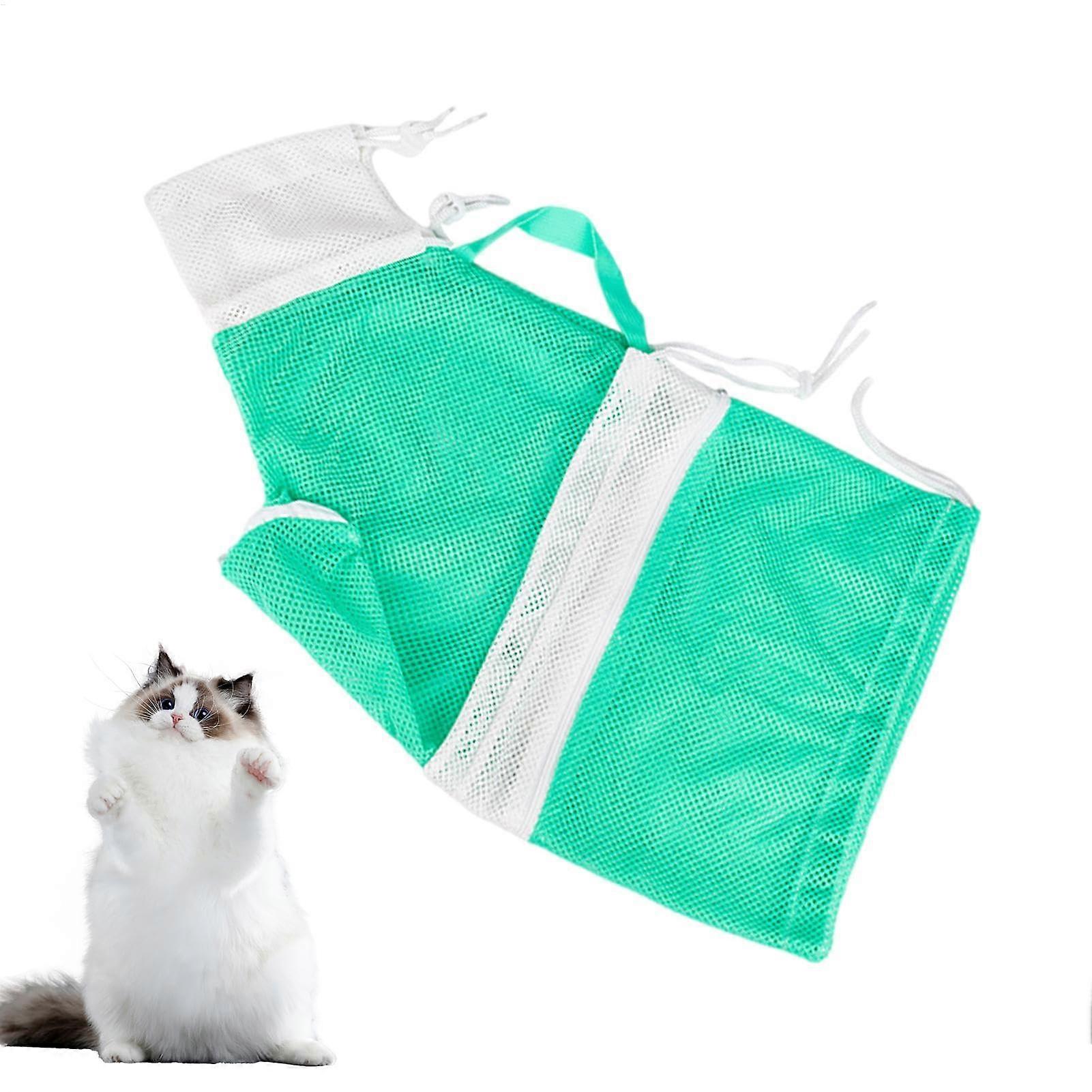 Cat Bag for Bathing Breathable Bath Bag for Cats Scratch-Resistant Cat Grooming Bag Removable and Adjustable Green