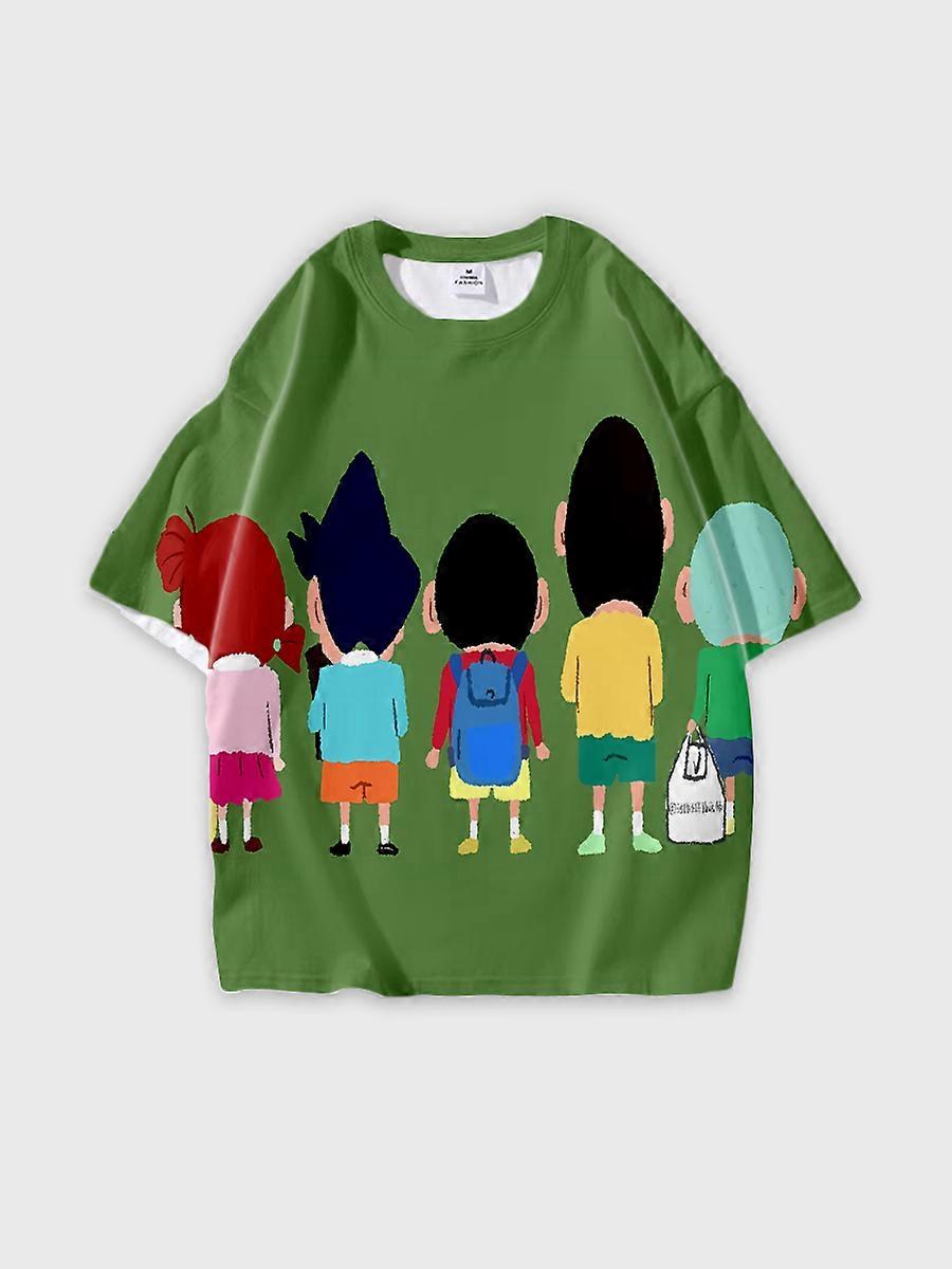 T-shirt round neck Cartoon Pattern loose short sleeve B2091